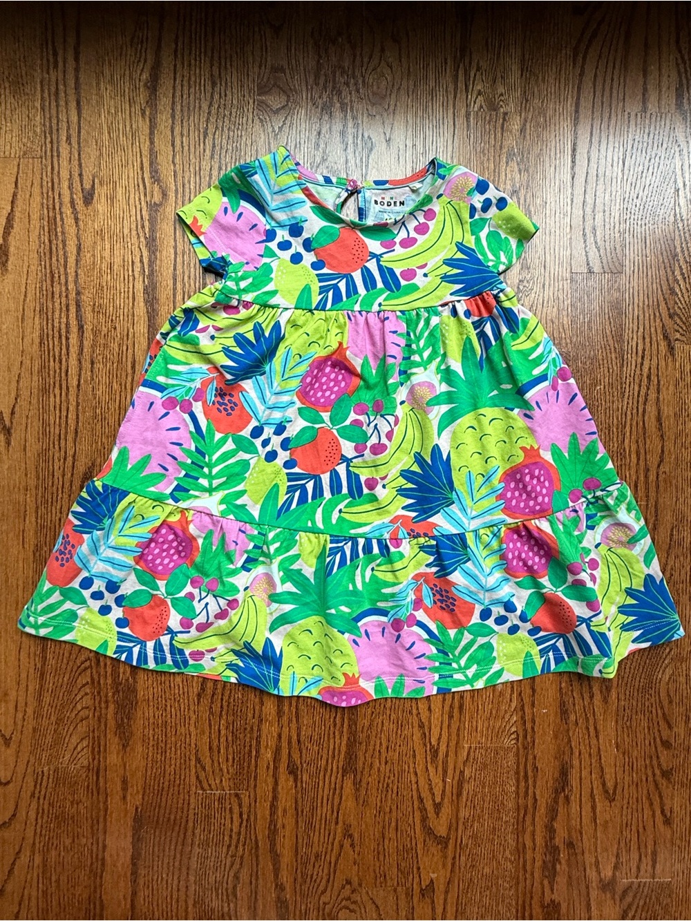 NWOT Mini Boden Girls' Tropical Print Cotton Dress in Multicolor 4-5 Years